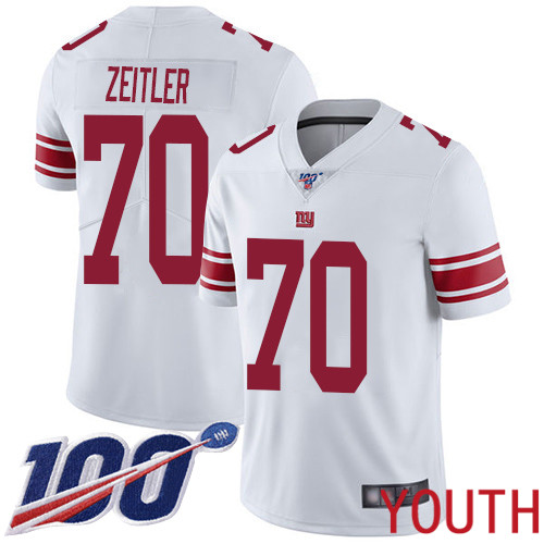 Youth New York Giants #70 Kevin Zeitler White Vapor Untouchable Limited Player 100th Season Football NFL Jersey->youth nfl jersey->Youth Jersey